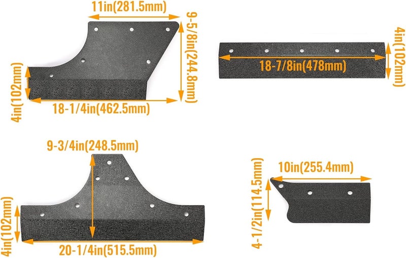 Kojem Door Armor Cladding Skid Plate Compatible with 2007-2018 Jeep Wrangler JK 4 Doors Powder Coated Steel Heavy-Duty Black Slider Rocker Guards Rock Panel - Image 3